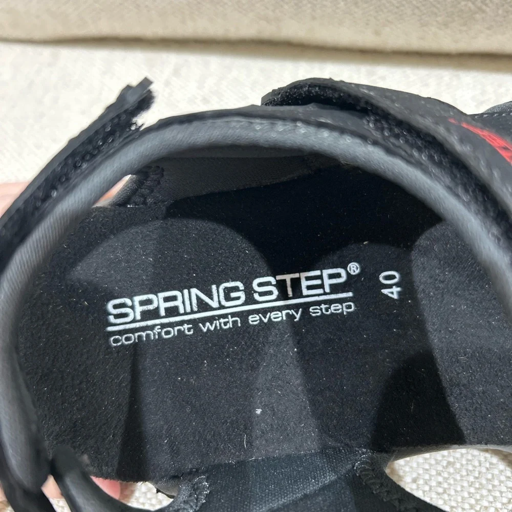 Spring Step Cilo Men Black Leather Sport Sandals  Size 40 (US 7-7.5) NWT Comfort